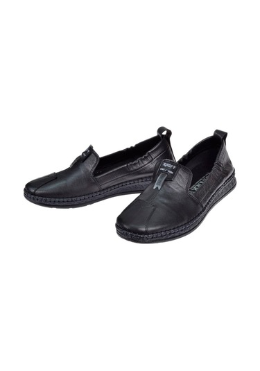 Pullman Hakiki Deri Yumuşak Kadın Babet Voy-9469 Siyah-siyah Siyah