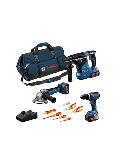 Bosch Gsb 18V-65 + GWS 18V-11 + GBH 18V-24 C 3x5.0AH Set