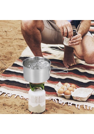 Tomshoo 2 Adet Kamp Tencere Seti Paslanmaz Çelik Tencere Gümüş