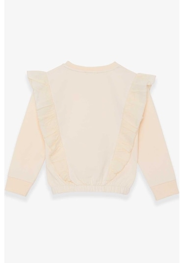 Kız Çocuk Sweatshirt Beli Lastikli Krem (4-8 Yaş)