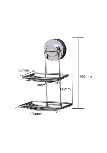 Çift Katlı Paslanmaz Çelik Sabunluk - Mutfak & Banyo İçin Yapışkanlı Duvar Rafı Gümüş Gümüş