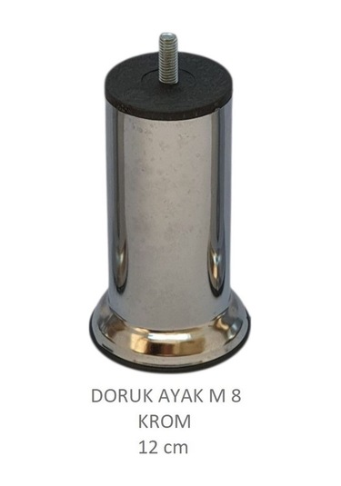 Doruk Ayak, Cıvatalı Baza Koltuk Dolap Ayağı, Metal, Krom, M8, 12 Cm Krom