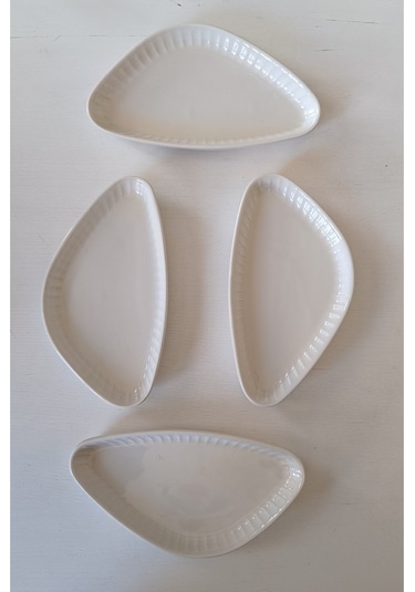 Gordion Kırık Bej Kayık Tabak 4 Parça 17 Cm