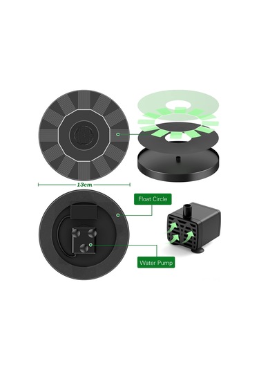 Ximistore9 Güneş Enerjili Yüzen Bahçe Çeşmesi - 13cm Daire Şeklinde, Dış Mekan Kuş Banyosu Ve Su Fıskiyesi