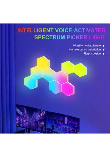 Symbee Rgb Renkli Bluetooth Wifi Akıllı Duvar Lambası, Müzik Ritmi İle Senkronize, 6 Adet Heksagon Paketi, Uzak Kumanda Ve Uygulama Kontrolü Diğer