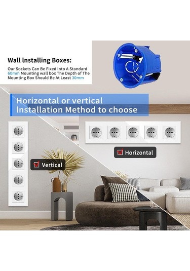 Gri Avrupa Standardı Priz Tipi Temperli Cam Panel 250v Yeni Gizli Duvar Prizi A3