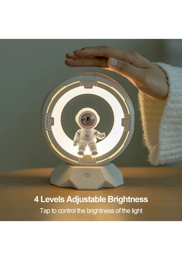 Honeybeeshop Bgprıder Modern Astronot Gece Lambası Pembe Dokunmatik 3 Renk Led 4 Parlaklık Seviyeli 1200mah Şarjlı Yatak Odası Masa Lambası Doğum Günü Noel Hediyesi Pembe