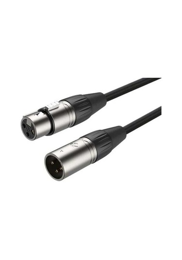 3 Pin Roxtone Xlr Erkek+xlr Dişi Audio Kablosu Gri Konnektör 20 Metre