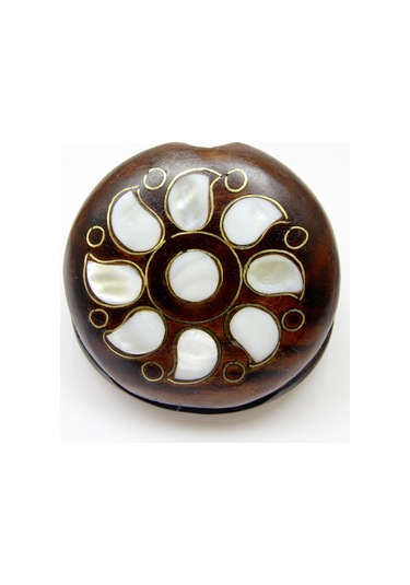 Sedef Işlemeli Telkari Ceviz Ağacı El Yapımı Makyaj Aynası Euay6 Kahverengi