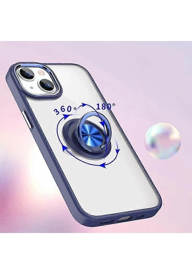 İphone Uyumlu 15 Ring Kickstand Koruyucu Telefon Kılıfı Şeffaf Akrilik+tpu Elektrokaplama Kapak