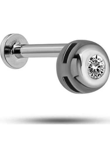 925 Ayar Gümüş Rodyumlu Minimal Zirkon Taşlı Pırlanta Montürlü Tragus Piercing Küpe