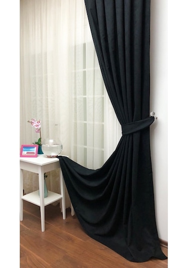 Evdepo Home Deniz Soft Pileli Fon Perde Siyah (486097157) Siyah