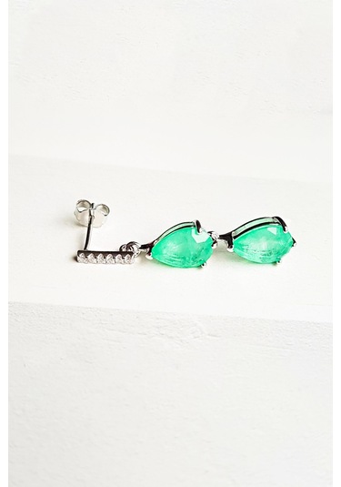 MorMajor Silver Tekli , Ithal Paraiba Tourmalin Taşlı Damla Kesim Gümüş Küpe-7356