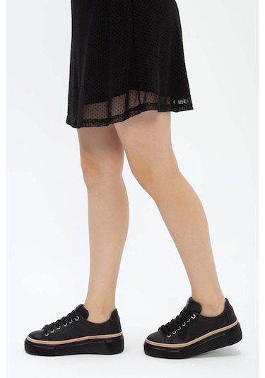 Tamer Tanca Kadın Hakiki Deri Siyah Floter Sneakers & Spor Ayakkabı 937 5022-09 Bn Ayk Y23 Sıyah Floter Siyah