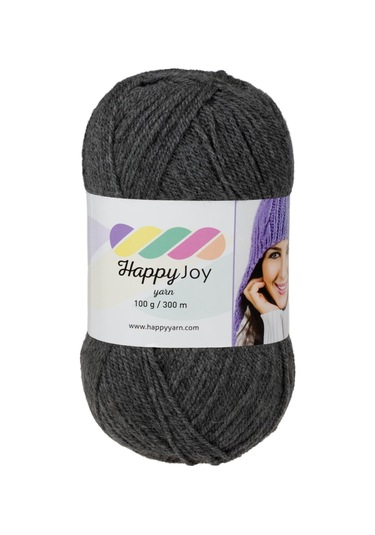 Kürkçü Han Happy Joy 100gr 300m El Örgü İpi Koyu Gri Melanj Hj049