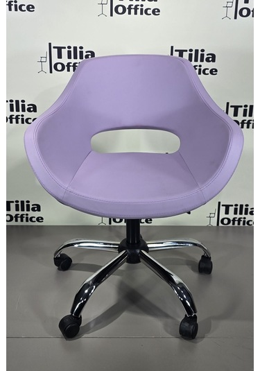 Monaco Çalışma Kesim Koltuğu Yonca Tekerlekli Krom Ayak Lila
