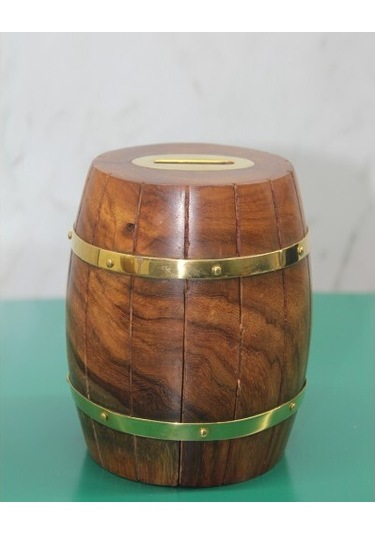 9093118235021drvs - Pirinç Detaylı Fıçı Kumbara Model 4