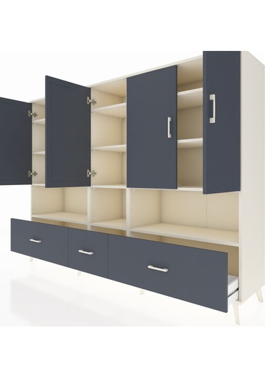Hyperion Dolap 12 Raflı 3 Çekmeceli 5 Kapaklı 220x44x163 Aytaşı-a Aytaşı-antrasit