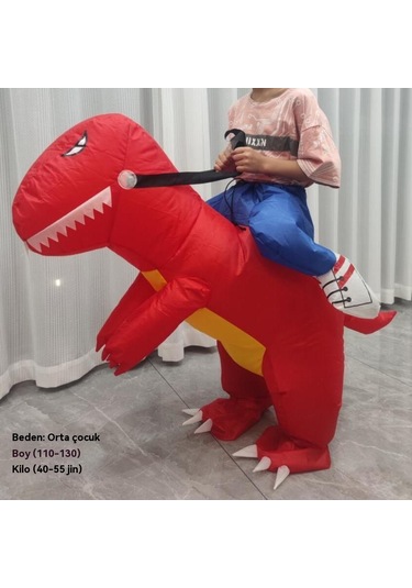 Unicomlifeerp Dinoşarj Kıyafetleri Çocuk Ve Yetişkin Aile Spor Etkinliği Kukla Yürüyüş Kostümleri Cadılar Bayramı Çocuk Gösteri Kostümleri Kırmızı 6-8