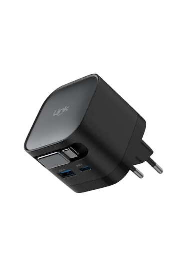 Linktech G855 Premium 35w Qc4.0 Gan Usb-a + Type-c Sabit Kablolu Şarj Aleti -
