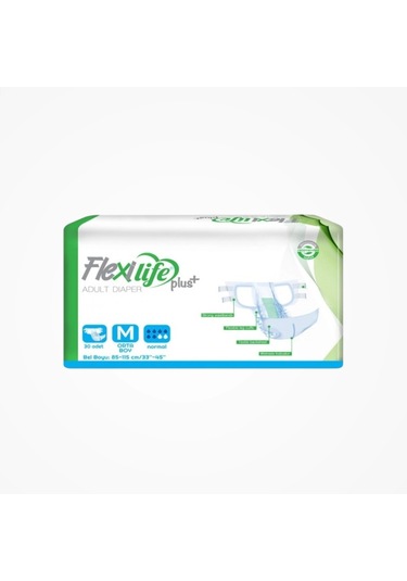 Flexi Life Yetişkin Tekstil Yüzeyli Bel Bantlı Hasta Bezi M Medium 30'lu Paket X 2 Paket M