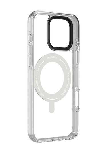 İphone 16 Pro Max Uyumlu Kılıf Magsafe Özellikli Parmak Ring Standlı Youngkit Pivot Serisi Kapak Şeffaf