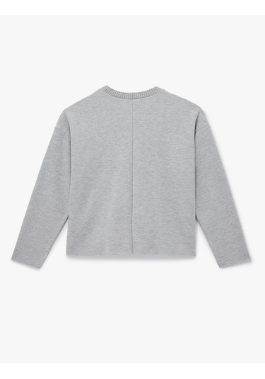 Koton Uzun Kollu Bisiklet Yaka Basic Sweatshirt Gri 6wak10092ek Gri