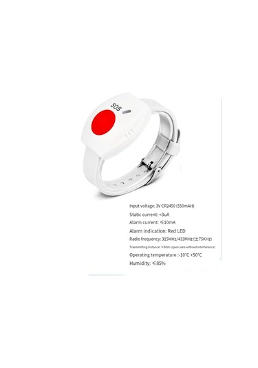 Singree Yaşlılar İçin Acil Durum Butonlu Kablosuz Alarm Bilekliği - 315mhz Rf, 100m Menzil