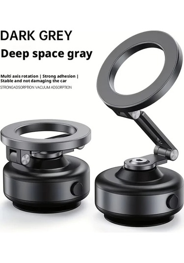 Xuweiwei Karanlık Gery Araba Vakum Manyetik Cep Telefonu Tutucu Süper Güçlü Emme 360 Derece Dönebilir Geri Çekilebilir Katlanabilir