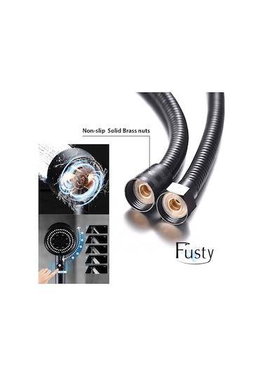 Qianfan Power Pervaneli Start Stoplu Mafsallı Duş Seti Duş Siyah