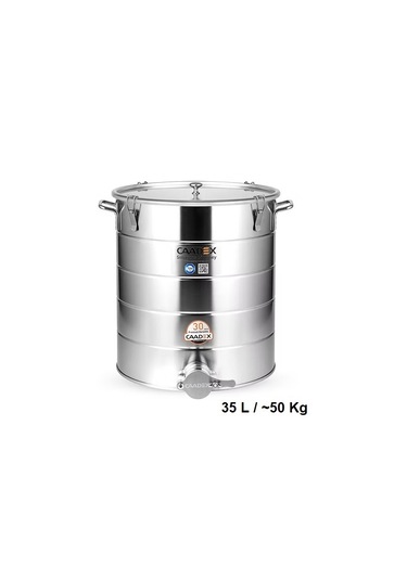 Caadex Bal Dinlendirme Kazanı, Paslanmaz Musluklu, Paslanmaz, 35 L / 50 Kg, Cx-camcs50