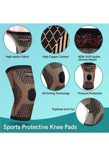 Jialan Spor Ve Artrit Ağrısı Ve Desteği İçin Bakır Dizlik - Spor Kahverengi