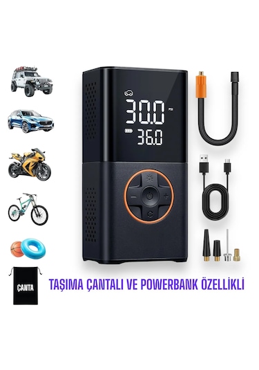 Enshall 6611 3600 Mah Şarjlı Lastik, Bsiklet,oto Hava Kompresörü
