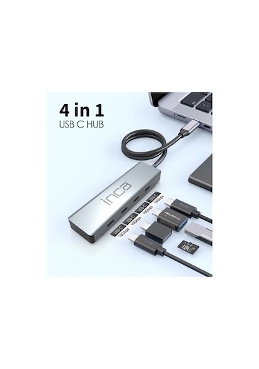 Inca Itpt-4t Type-c Hub X4 Type-c Port 3.1 10gbps Alumınyum Kasa Çoklayıcı