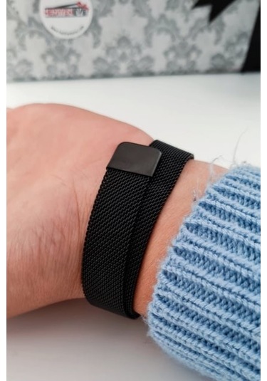 Takı Dükkanı Spotify Şarkı Kodlu Hasır Kordonlu Siyah Çelik Erkek Bileklik Scb10sc Siyah