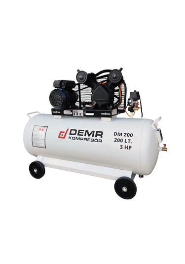 Demr Kompresör Pistonlu 200 LT 2 Kafa 8 Bar 3 HP IDM200 Hava Kompresörü
