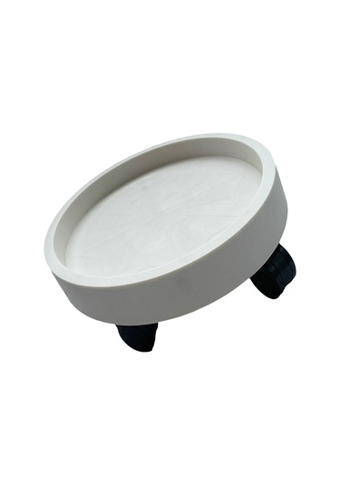 Tenfowee Plastik Dairesel Süs Bitki Tepsisi, 30mm Cam Gövde Tekerlekli, Su Toplama Kutusuyla, Balkon İçin Taşınabilir Taban