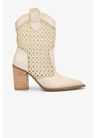 Valmenti Kadın Deri & Tekstil Bej Topuklu Çizme 472 1194 Bn Czm Y25 Bej Dr Bej