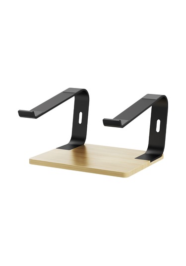 G1 Masaüstü Dizüstü Standı Alüminyum Alaşım + Ahşap Dizüstü Bilgisayar Isı Dağıtımı Yükseltme Braketi - Siyah