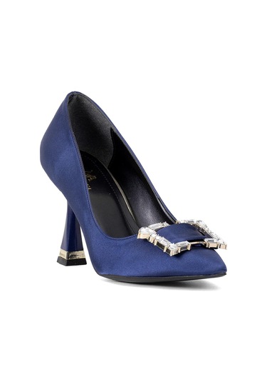 Elit Brk326s Kadın Tokalı Klasik Topuklu Ayakkabı Lacivert Lacivert