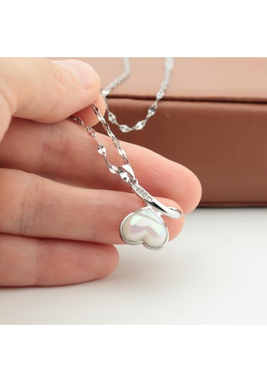 Pigado Paslanmaz Çelik Kalp Figürlü Çelik Kolye Gri