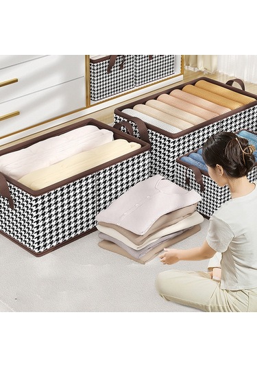 Cbtx 50x30x26cm Saklama Kutusu Non Woven Pp Pano Katlanabilir Dolap Düzenleyici Kutusu - Siyah