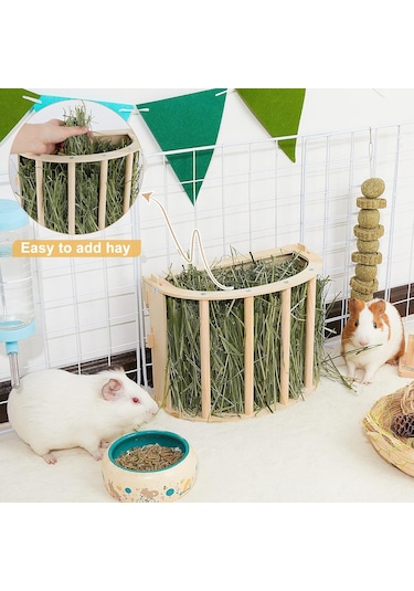 Ruicoo Ahşap Tavşan Yem Depolama Rafı - Büyük Kapasiteli, Diş Sağlığı İçin, Kolay Kurulum, Kedu Ve Tavşanlar İçin