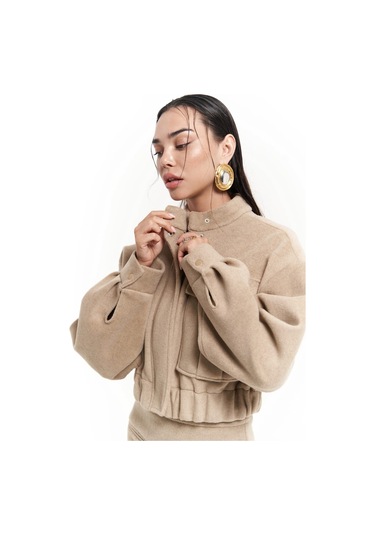 Tenby Taupe Crop Ceket-etek Takım Taupe