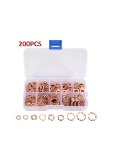Novahub 200 Adet Bakır Conta Somun Ve Cıvata Setleri Bağlantı Elemanı Vidası Pul Setleri M5-m14 Myy