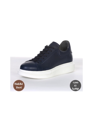 Boy Uzatan Gizli Topuklu Lacivert Spor Ayakkabı Lacivert