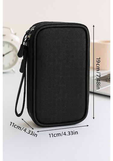 Geniş Kapasite Organizer Organiser Kablo Ssd Telefon Elektronik Düzenleyici Çanta Su Geçirmez Siyah