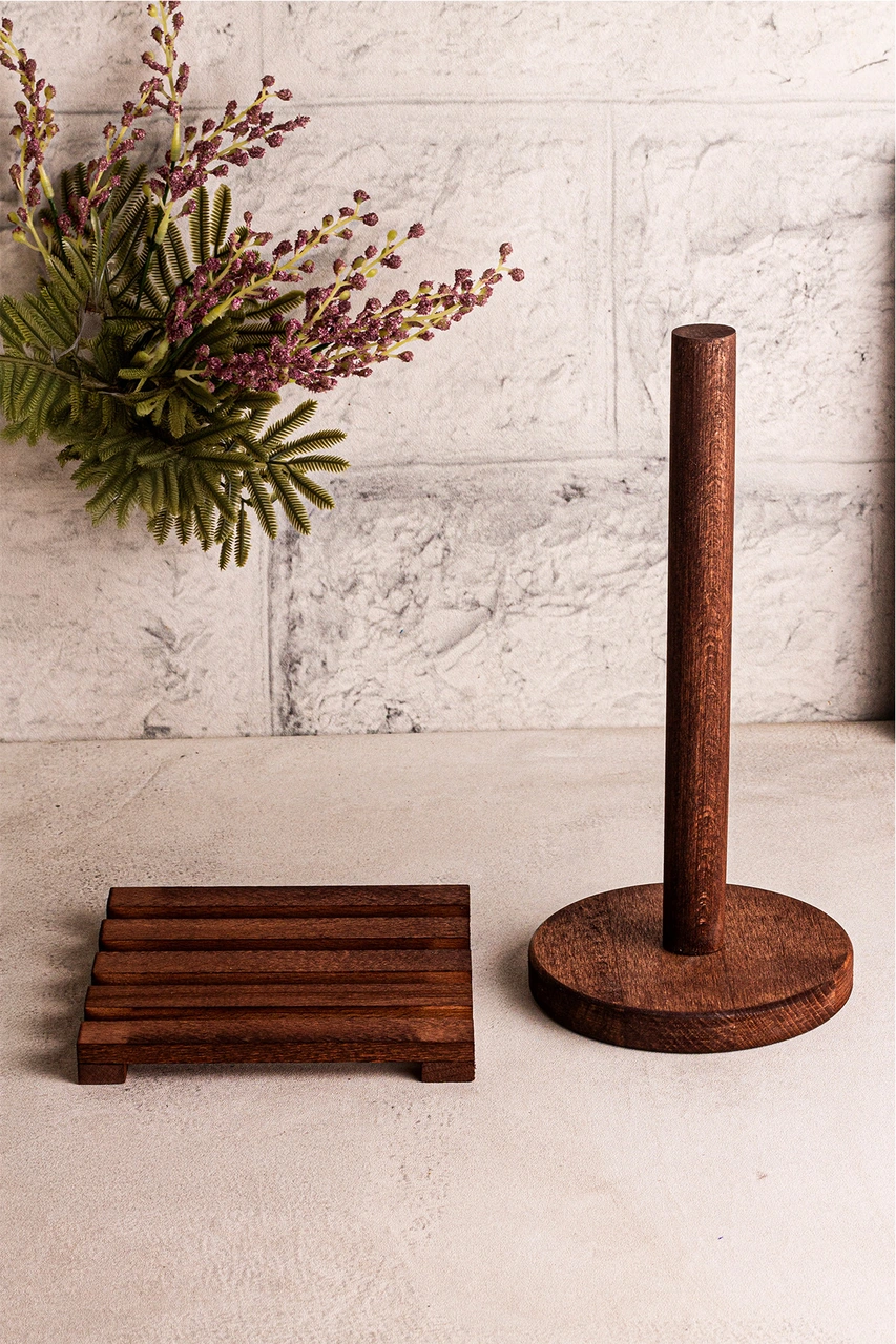 Snippy Peno - Sofra Mutfak Sunumluk Peçetelik Nihale 2'li Sofra Seti Mutfak Düzenleyici Kahverengi