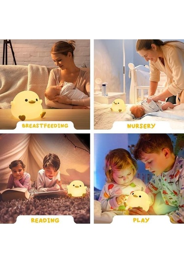 Led Gece Lambası Dokunmatik Kontrollü Gece Lambası Silikon Lamba İle Sevimli Sıcak Beyaz Gece Lambası Usb Şarj Edilebilir Yyv
