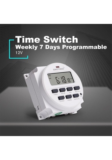Pazly Zamanlayıcı Sınotımer Röle Programlanabilir Kontrolü Haftalık Gün Dijital Beyaz Anahtarı 7 12v - Pd